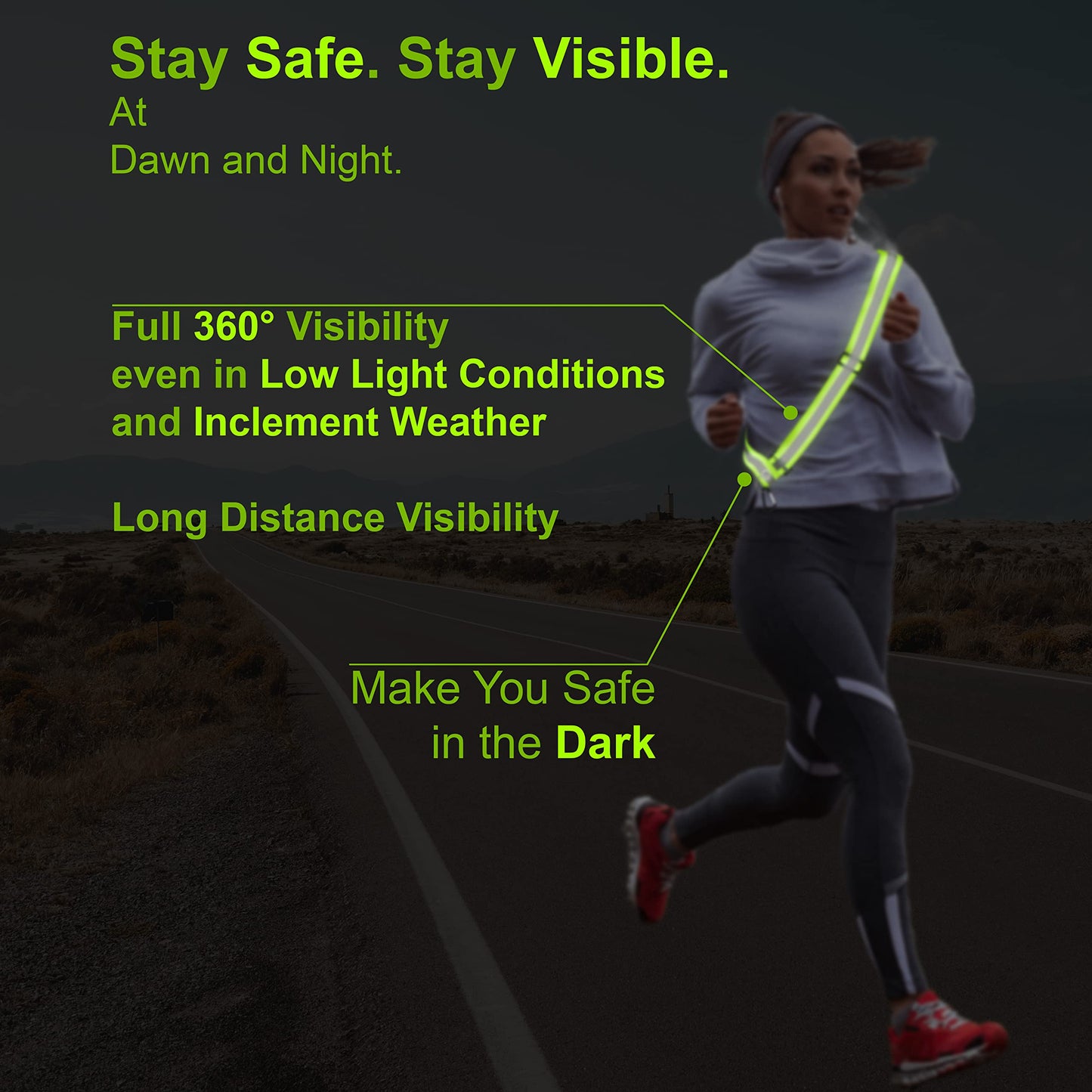 HiVisible | Reflective Sash for Walking at Night Adjustable Safety Sash for Men Women Kids Reflective Belt Sash for Running Walking Biking