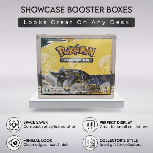 Asian Needs Acrylic Clear Display Case for Booster Box, 8mm Sides with UV Protection, 5mm Magnetic Lid, Stackable Storage Box