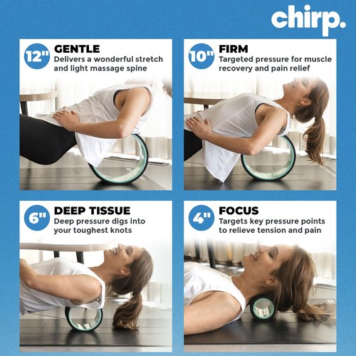 Chirp Wheel Foam Roller - Targeted Back & Neck Pain Relief, Muscle Massage, Trigger Point Therapy, High-Density Foam Tool for Physical Therapy, Stretching & Exercise, 500lbs Capacity, 4-Pack Mint