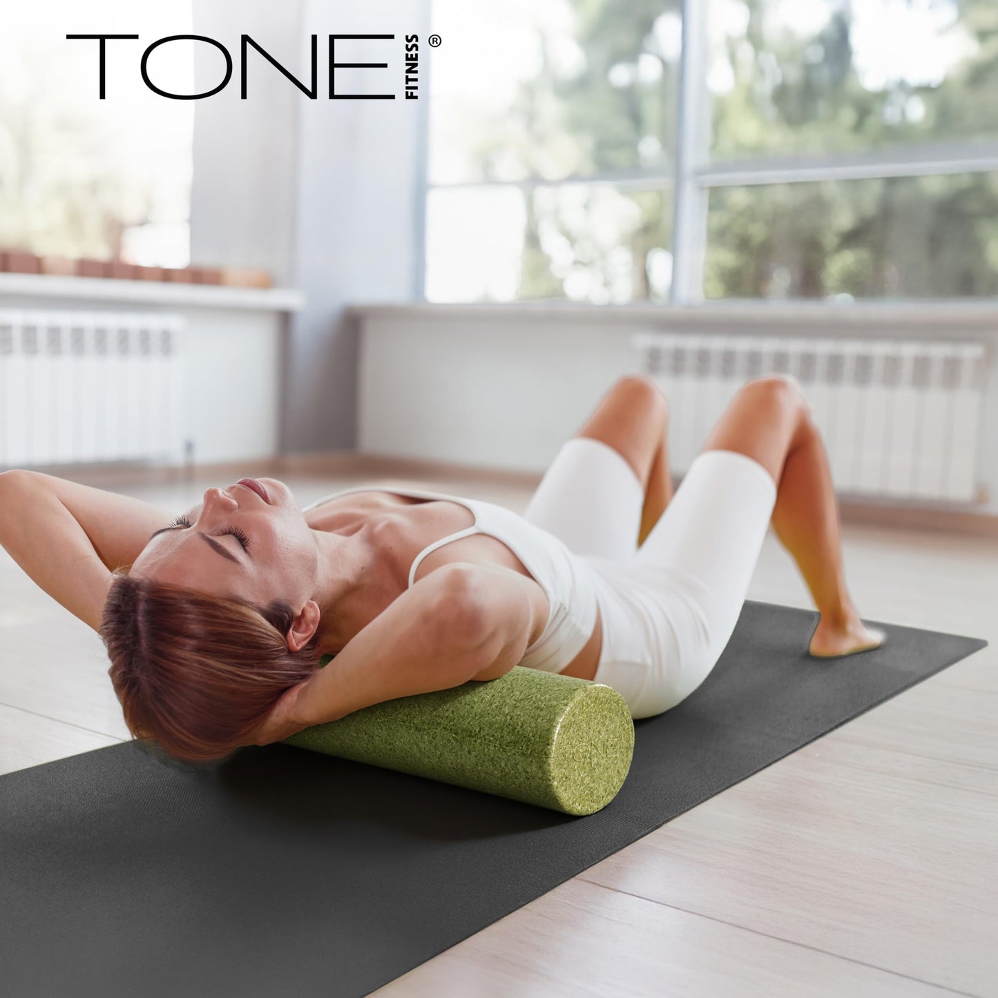 Tone Fitness High Density EPP Foam Exercise Foam Roller for Yoga, Pilates, Stretching, Massage, and Recovery 18 inch Black