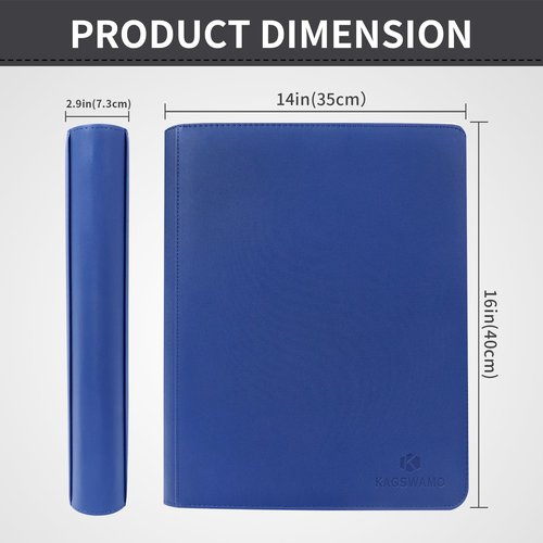KAGSWAMO Toploader Binder, Holds 324 Toploaders, 9 Pockets, Top Loader Binder for Cards Storage, Card Holder for Sports Cards or Trading Cards in 3 x 4'' Toploaders-Blue