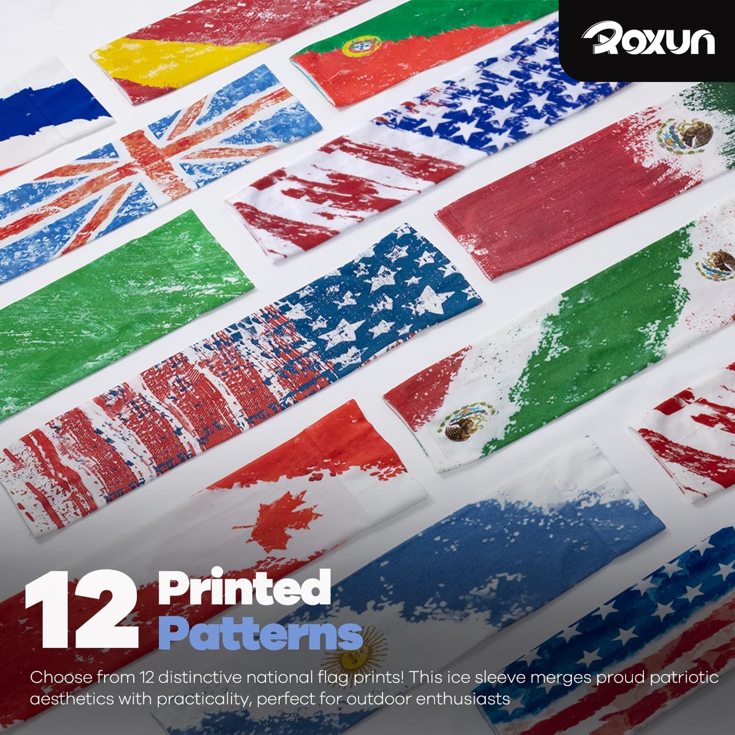 ROXUN 2 Pairs Flag Arm Sleeves Cooling UV Protection for Men Women Soccer Football Sports Brazil Flag