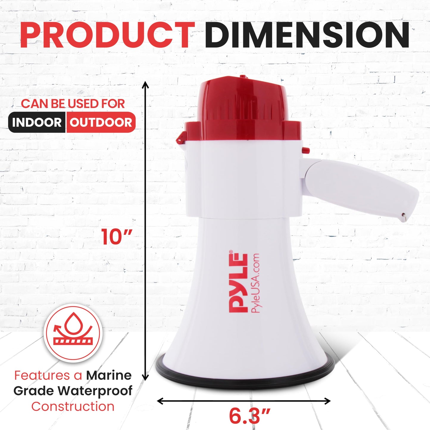 Pyle 30W Megaphone Bullhorn with 1200-Yard Range, Built-in Siren, Voice & Alarm Modes, Adjustable Volume Control, Ergonomic Pistol Grip, Foldable Handle - Ideal for Indoor/Outdoor Sports & Events