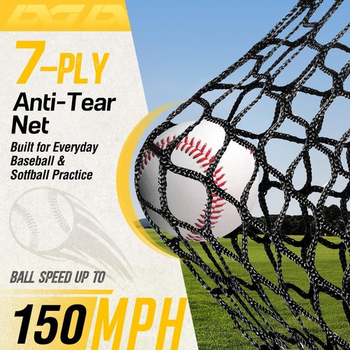 PodiuMax 7x7 Baseball & Softball Net with Upgraded Triangular Base, Large Ball Collection System, Softball Pitching Net with 2 Strike Zone, Baseball Nets for Batting Pitching Fielding