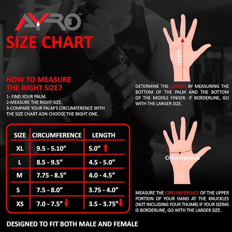 AYRO Workout Gloves for Men & Women - Weight Lifting Gloves with 15" Wrist Wraps, Non-Slip Palm, Breathable Mesh (Black, Small)