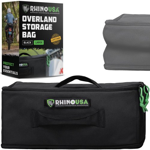 Soft-Sided Overland Storage Bag – Tactical Gear Tote for Camping Essentials, SUV Trunk Organizer, Bushcraft Gear, Camper Organization, Travel Bag with Dividers & Customizable Patch Panel (L, Black)
