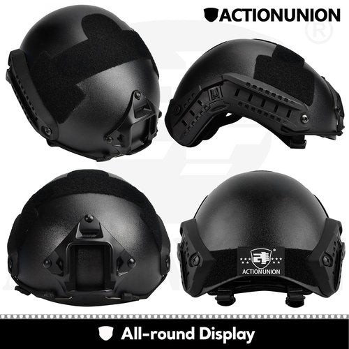 ACTIONUNION Airsoft Helmet and Mask Set Tactical Paintball Helmet and Balaclava Mesh Mask MH Type (Tan, Medium)