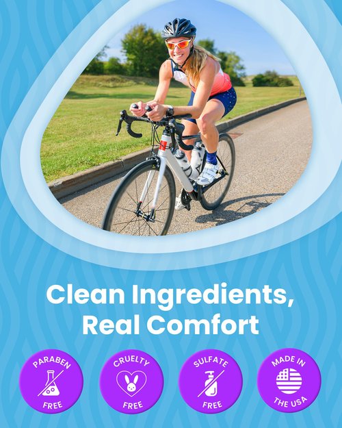 Hoo Ha Ride Glide Chamois Cream for Women & Men - Gentle Anti Chafing Formula with Lavender, Tea Tree Oil, Peppermint, & Eucalyptus Essential Oils - Ideal for Cycling, Running, Sports, & Workouts, 8oz