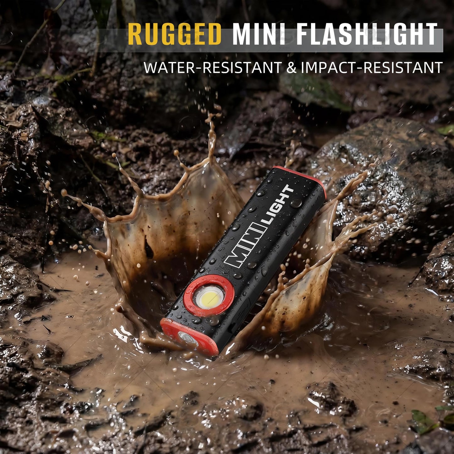 lexall 2 Pack E1 Flashlight, 1200 Lumens Mini Magnetic Flat EDC
