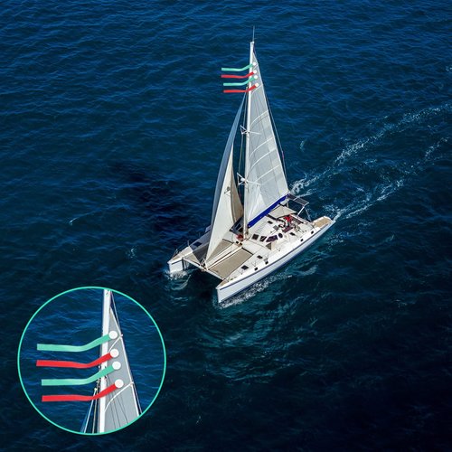 4 Sets Nylon Air Flow Tels Flow Rope with 7 Sheets Adhesive Discs Sailboat Wind Direction Indicators for Sail
