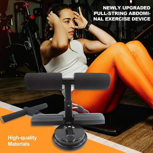 Ab Training Auxiliary Device（Black）, Multi-functional Adjustable Ab Trainer, Muscles Full Body Training for Girl and Men, Sit Up Machine, Portable Fitness Equipment for Home & Gym, with 2 Suction Cups and Resistance Band