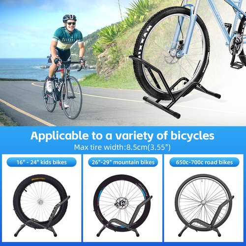 Bike Floor Stand Indoor Bike Stand for Garage/Home,Adjustable Bicycle Parking Stand Fit for 16"-29" Wheel Mini/Mountain/Road Bikes Heavy Duty Metal (Size-01)