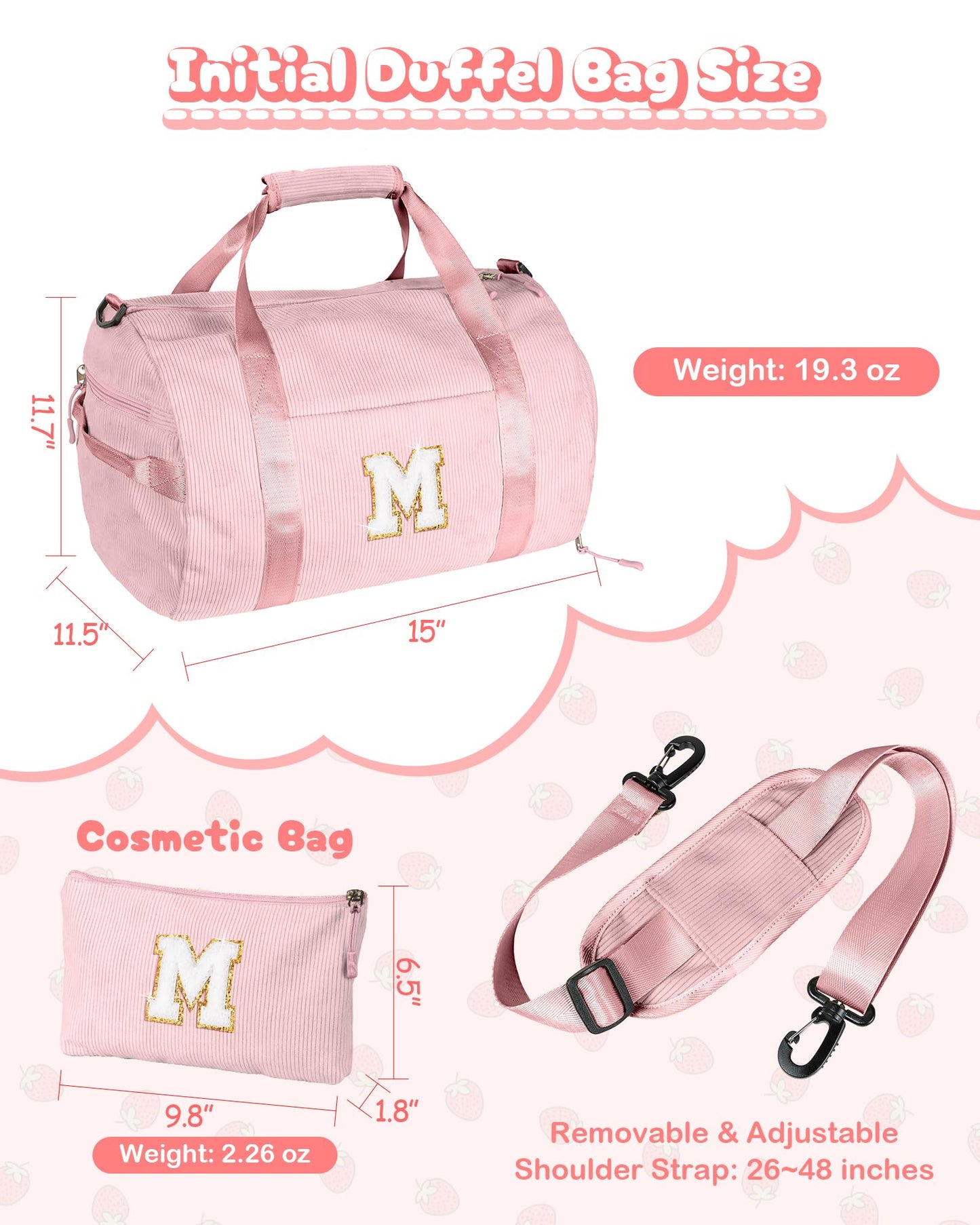 Vogewood Birthday Gift for Daughter, Girls Gym Bag, Kids Personalized Dance Bags with Shoe Compartment, Customized Travel Duffle with Toiletry Bag, Preppy Things for Girl 10-12 (Letter Z)