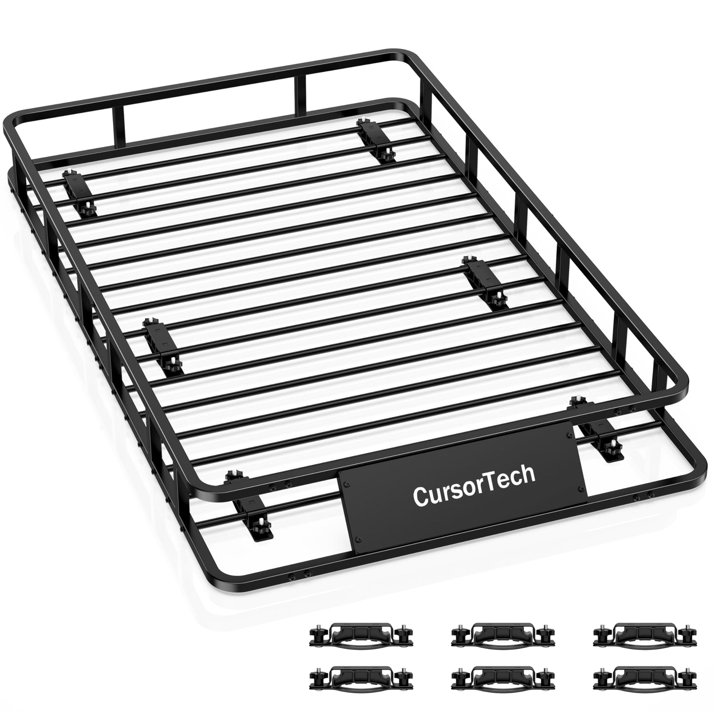 CursorTech Roof Basket 64" x 39" Heavy Duty Roof Rack Cargo Basket 300 lbs Capacity Steel Rooftop Cargo Carrier Luggage Holder Rack for SUV Truck Car Travel Camping Storage