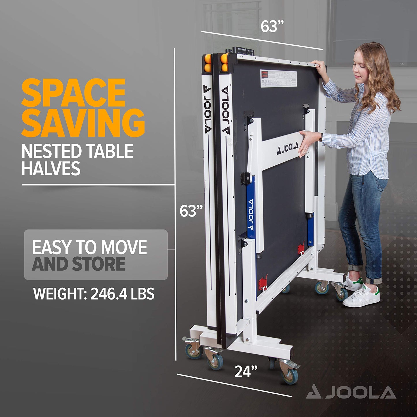 JOOLA Rally TL Professional MDF Indoor Ping Pong Table w/ Quick Clamp Table Tennis Net & Post Set - 10 Minute Easy Assembly - Corner Ball Holders - Tournament Quality - Includes Playback Mode