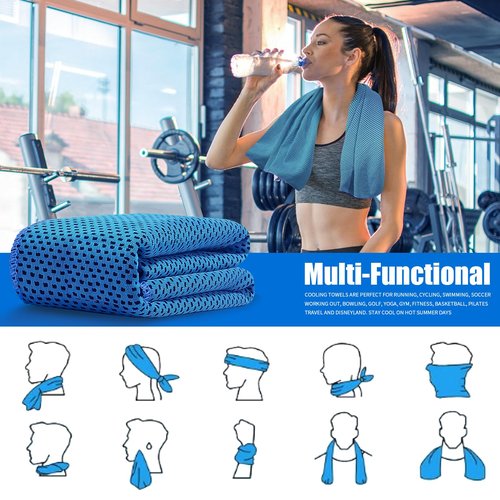 Leuceiy 4 Pack Cooling Towels (40"x12"), Cooling Towels for Neck and Face, Gym Towel for Working Out, Soft Breathable Microfiber Ice Towel for Yoga Sport Running Golf