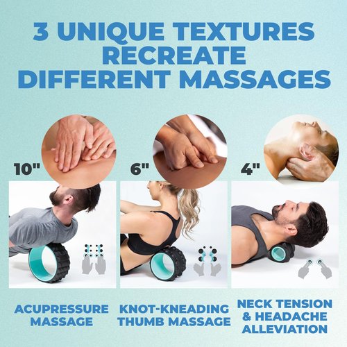 Chirp Wheel XR 3P Massage Roller Set - 10” Acupressure, 6” Knot-Kneading Thumb, 4” Neck & Headache Tension Relief, High Density Foam Massage Rollers for Back & Neck Pain, 500lbs Capacity, Mint