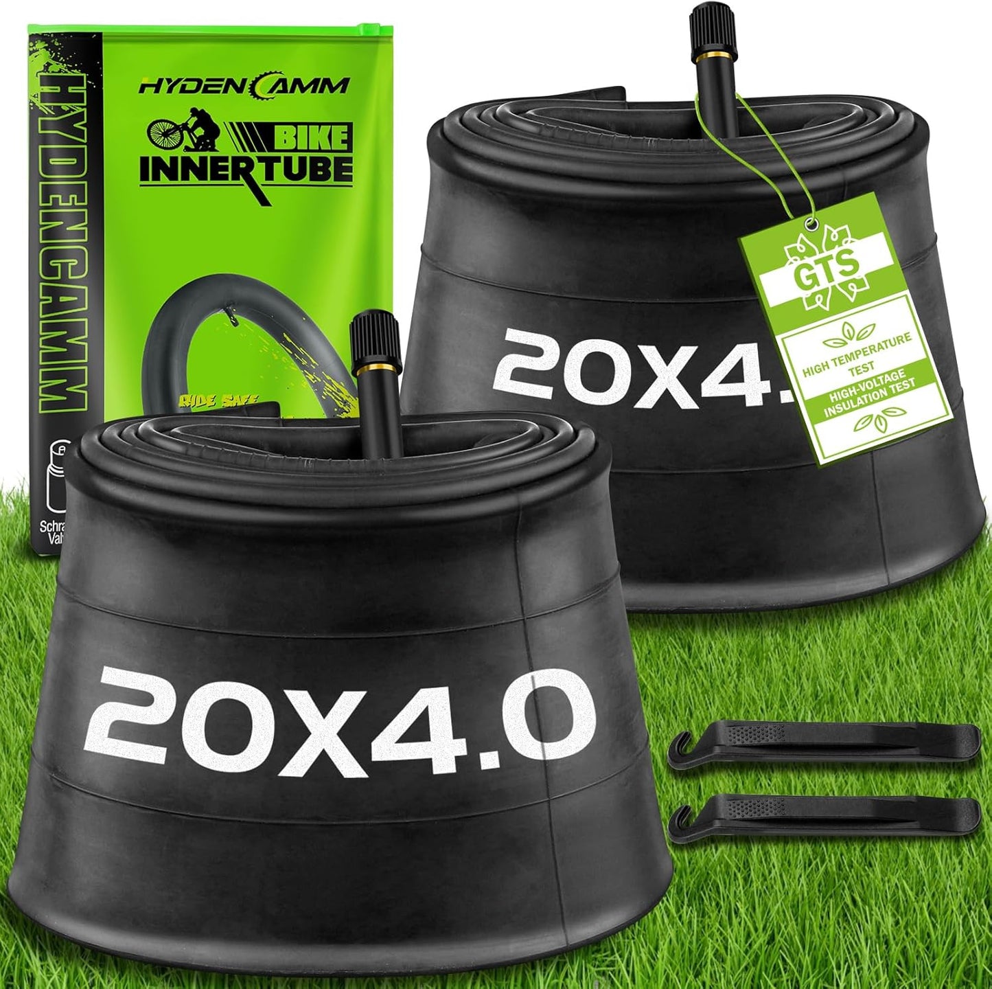 2/4 Pack 20"/26" x4.0 Fat Tire Tube, 20"/26" x3.5/4.0 E-Bike Bicycle Fat Tire Tubes AV 32mm Schrader Valve with 2 Tire Levers, 20"/26" x4 Bike Tube for 20/26 Inch Ebike Electric Bicycle Road Mountain