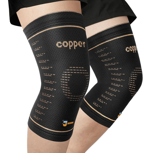 JIUFENTIAN Copper Knee Brace for Women and Men(2 Pack) -knee compression sleeves for Arthritis, Running & Daily Use-Targeted Support for Joint Stability & Pain Relief(Large)