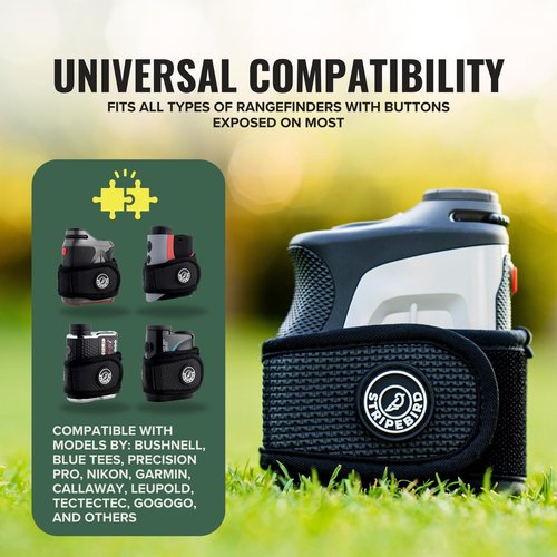 Stripebird - 2.0 Slim Golf Magnetic Rangefinder Strap (Black - Form Fitting & No Buckle Strap) - Golf Range Finder Magnetic Strap - Range Finder Golf Magnetic