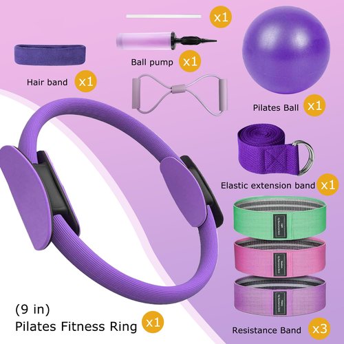 Premium Pilates Equipment for Women - 8-in-1 Home Workout Kit with Ring, Ball & Resistance Bands | Portable Full-Body Training Set & Yoga Accessories