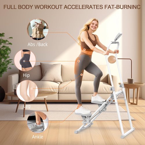 Stair Stepper for Home Gym, Foldable Version Vertical Climber Machine for Full-Body Workout, Full-Body Cardio Workout Equipment with Adjustable Handlebar & Pedals 300LBS Capacity