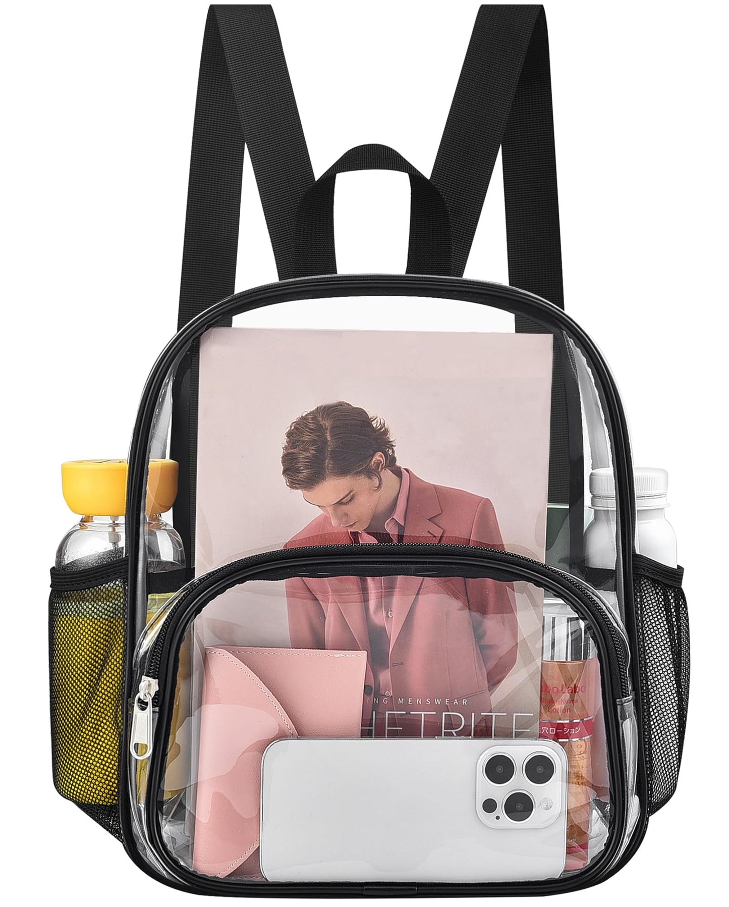 Busiuw Clear Backpack for Stadium Events Stadium Approved Clear Backpack 12x12x6 with Front Pocket for Concert Sport Fashion Women Backpack Events Work Travel