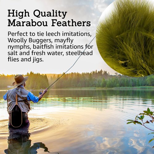 Creative Angler Strung Marabou Bird Feathers for Tying Fly Fishing Flies - Fly Tying Accessories - Perfect Choice for Tail & Wings and Easy to Tie On The Lure - Approximately 0.3 Ounces (Black)