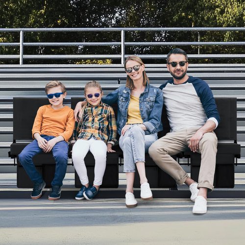 Aliphon Stadium Seat for Bleachers with Back Support and Cushion, Bleacher Seats with Shoulder Strap and Cup Holder, Padded Portable Folding Comfort Stadium Chair, for Sports Events, Black (2pcs)