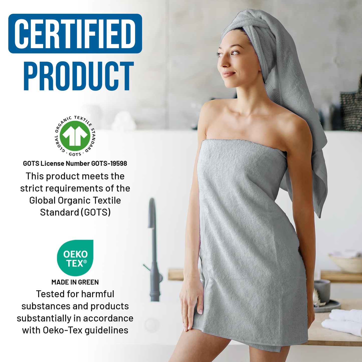 TOWELTIQUE Oversized Bath Towels - 36 x 72 Extra Large Organic Cotton Bath Sheets for Adults | Jumbo Hotel-Size, Ultra Absorbent & Soft | 2 Pack