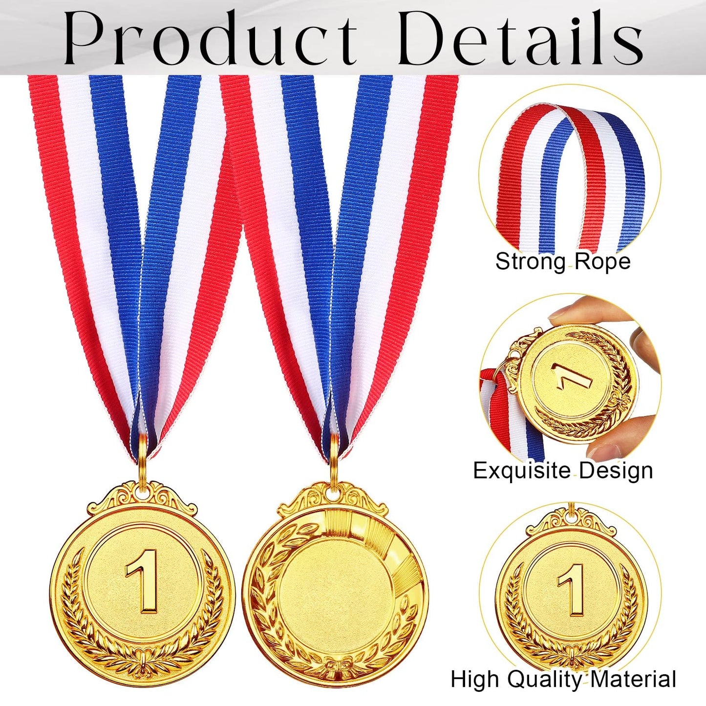 VICROIC 6 PCS Gold Medals for Kids Adults, 1st Place Award Medal for Classroom School Rewards，Sports, Competitions, Tournaments, Winning Prizes, Party, 2 Inches