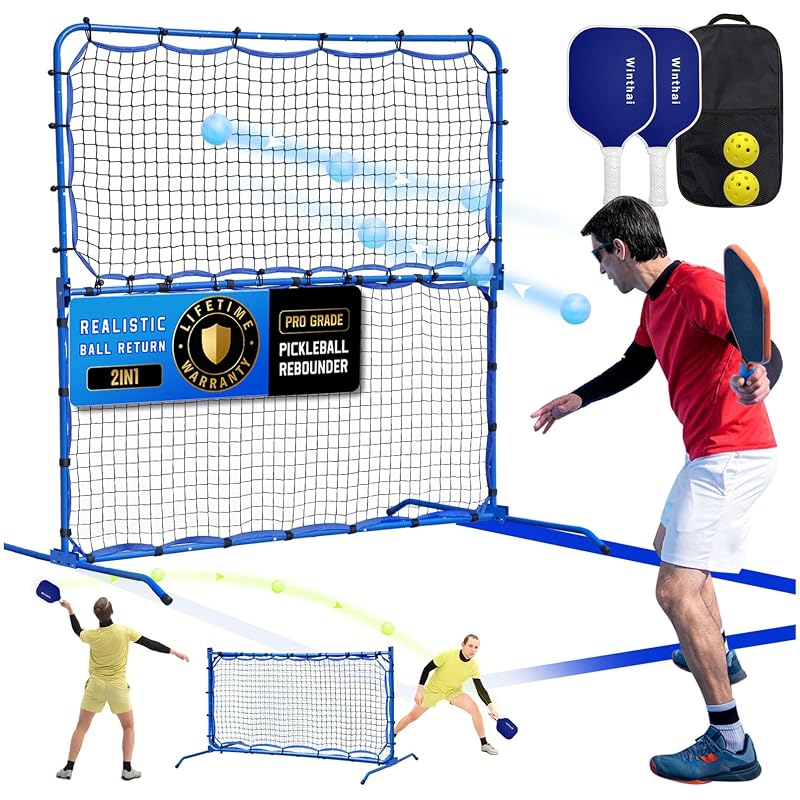 Pickleball Rebounder Net with Paddles Set for Solo Training – 5.8x2.7ft Pro Rebound Zone