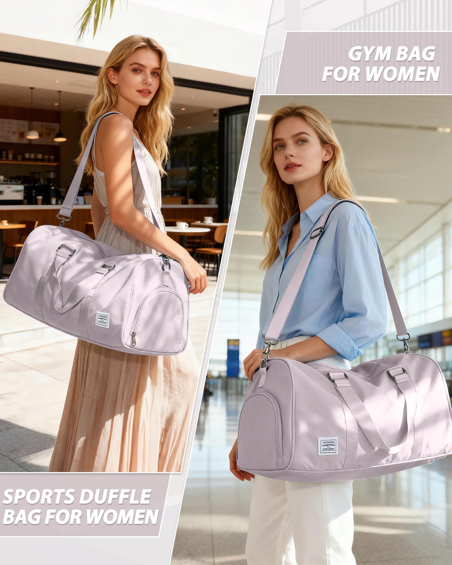 Travel Duffle Bag,Weekender Overnight Bags for Women with Shoes Compartment,Tote Gym Bag Personal Item Carry On Bag for Travel Business Trips Sport Hospital Dance Pink