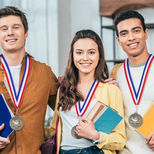 Quelay 30 Pcs 2'' Award Medals Bulk Gold Winner Medals with Neck Ribbons Metal Trophy Award Prize Gift for Tournaments, Competitions, Party, Kids and Adults(30 Pcs, Academic Excellence)