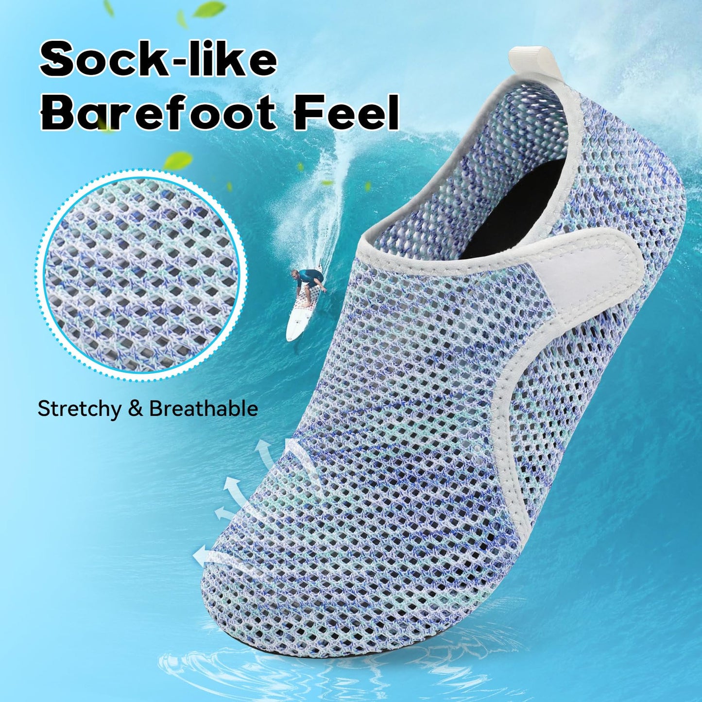 Aqua Socks - Barefoot Water Shoes for Men & Women - Non-Slip, Beach & River, Summer Size