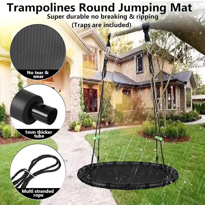Tree Swing with PP Mat - Durable, Safe, and Easy to Install,Black