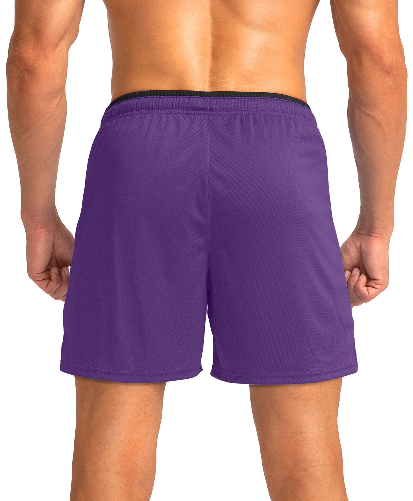 Men's Gym Workout Shorts Zipper Pockets 5" Quick Dry Breathable Runing Athletic Short for Men (Purple, Small)