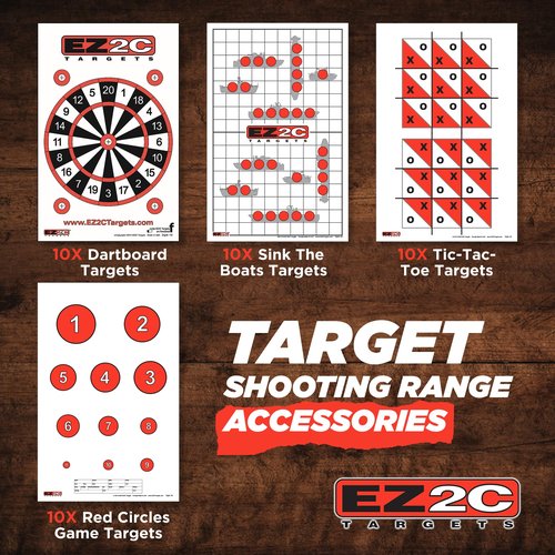 EZ2C Four Game Style Target Paper for Gun Shooting Range, Compatible with Handgun, Rifle and Pistol, Made in USA (11x17 inch) (4 Style Bundle Pack of 40, 40)