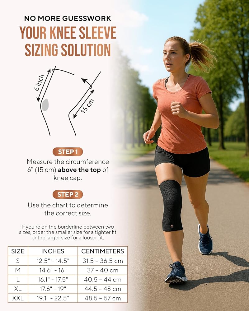 Copper Knee Brace for Women & Men (Large) - 2 Pack with Copper Infused Fibers