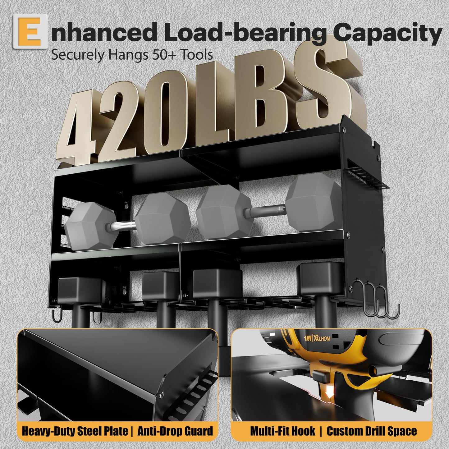 Spampur Power Tool Organizer Wall Mount with Charging Station