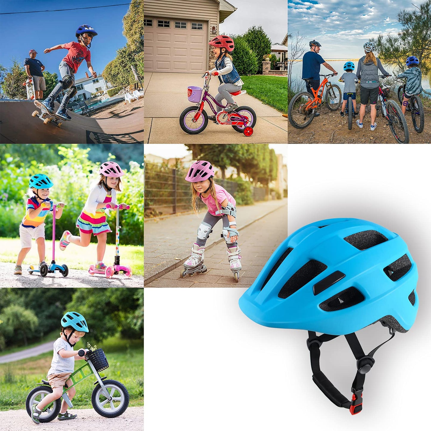 Kids Bike Helmet for Ages 1-8 Years, Adjustable Toddler Boys and Girls Helmets, Lightweight Child Infant Bicycle Cycling Scooter Sports Helmet 48-54cm Blue