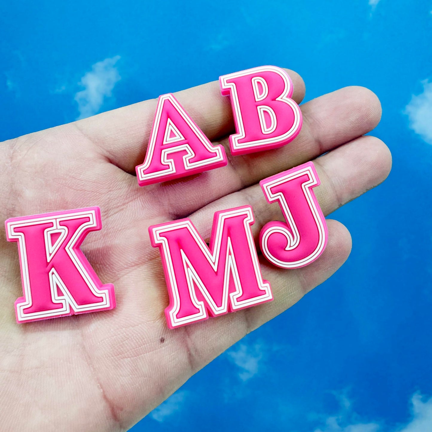 Fancharms Letter Charms Black White Pink Alphabet Accessories for Decoration Charms (Pink-L, One Size)