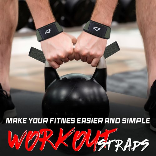 Gymhawk Lifting Straps – 24-inch Heavy Duty Weightlifting Wrist Straps with 4mm Padding – Non-Slip Grip for Powerlifting, Strength Training, Bodybuilding – Durable, Comfortable Workout Straps for Men & Women (ARMY GREEN)