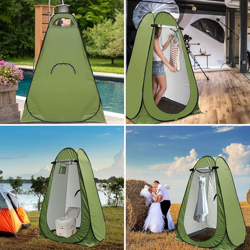 Pop Up Privacy Shower Tent - Portable Outdoor Dressing Room with UPF40+ Waterproof Army Green