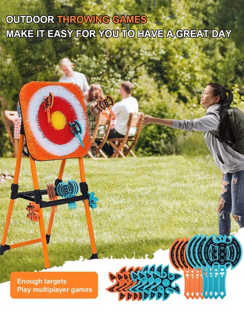 ZoLLa Axe Throwing Game for Backyard-with 8 Throwing Axe & 8 Throwing Stars,23.6in Foldable Target,Yard & Outdoor Games for Adults and Family