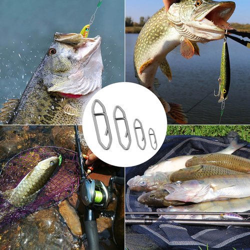 Kiqeres 125 Pcs Fishing Power Speed Clips (S:75, M:25, L:15, XL:10), High Strength Stainless Steel Speed Clip for Fishing Lure Quick Change, Freshwater Saltwater Lure Connector Tackle (Silver)