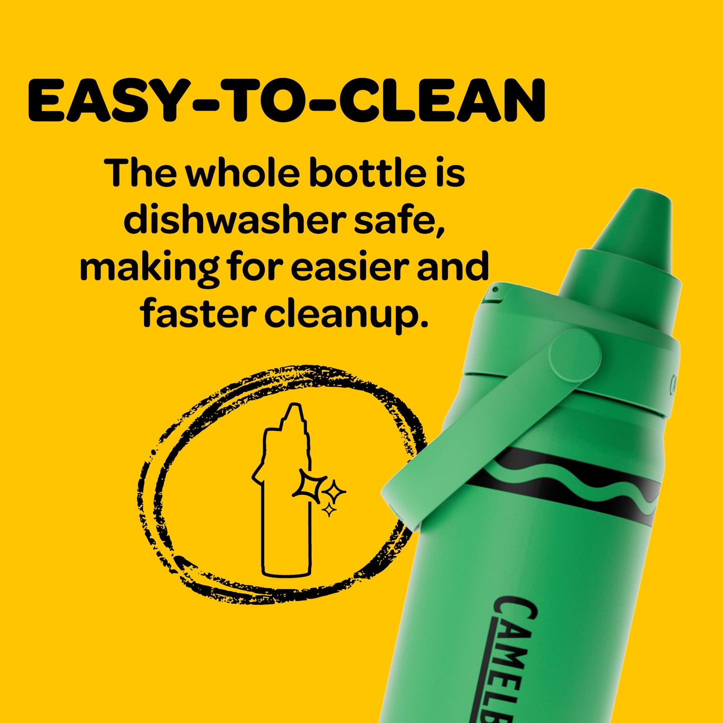 CamelBak Crayola Chug Insulated Stainless Steel Water Bottle, Cold Retention Design with Spill Resistant Chug Lid for Everyday Hydration, 16oz, Sky Blue