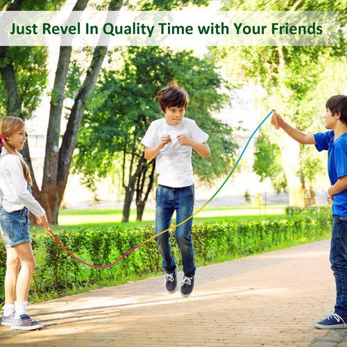 Fanhostco Double Dutch Long Jump rope - 16Ft 2 Pack Skipping Rope for Kids Adults, Rainbow Jumping Rope for Multiplayer with Wooden Handle
