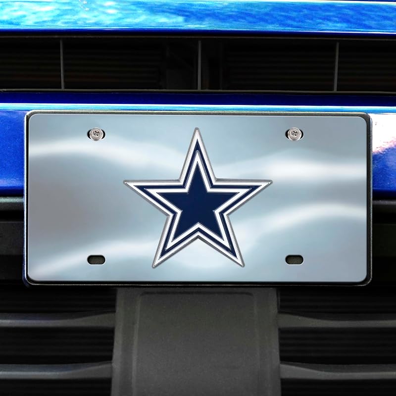 Dallas Cowboys Stainless Steel Front License Plate with 3D Emblem - 6x12 - FANMATS