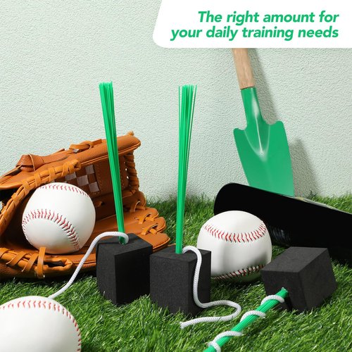 Shappy 12 Pieces 12 Pieces Base Plug with Tassel Baseball Base Plugs Anchor Baseball Field Heavy Duty Anchor Plugs with Tassel for Baseball Field Drill Softball Accessories (Green)